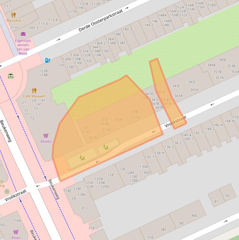 Kaart van postcodegebied 1092TA.