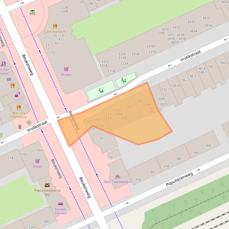 Kaart van postcodegebied 1092TM.