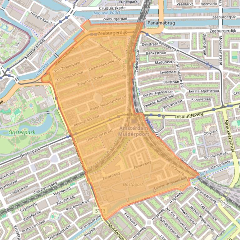 Kaart van postcodegebied 1093.