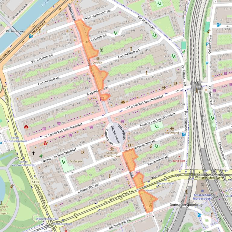 Kaart van postcodegebied 1093BS.