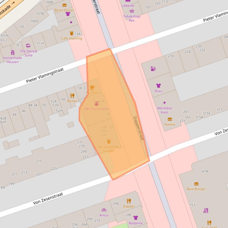 Kaart van postcodegebied 1093BV.