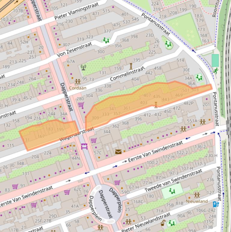 Kaart van postcodegebied 1093CN.