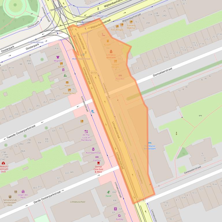 Kaart van postcodegebied 1093EK.