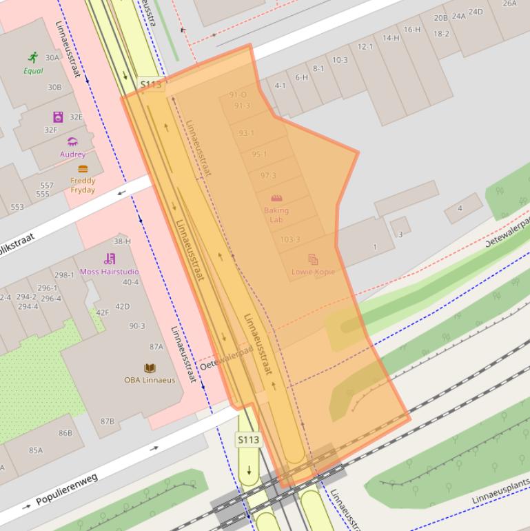 Kaart van postcodegebied 1093EL.