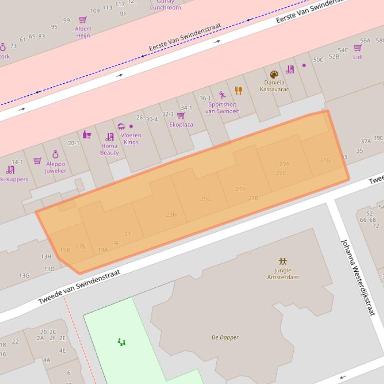 Kaart van postcodegebied 1093VG.