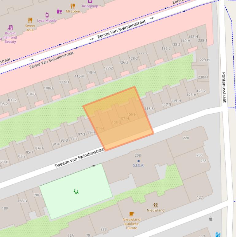 Kaart van postcodegebied 1093VN.