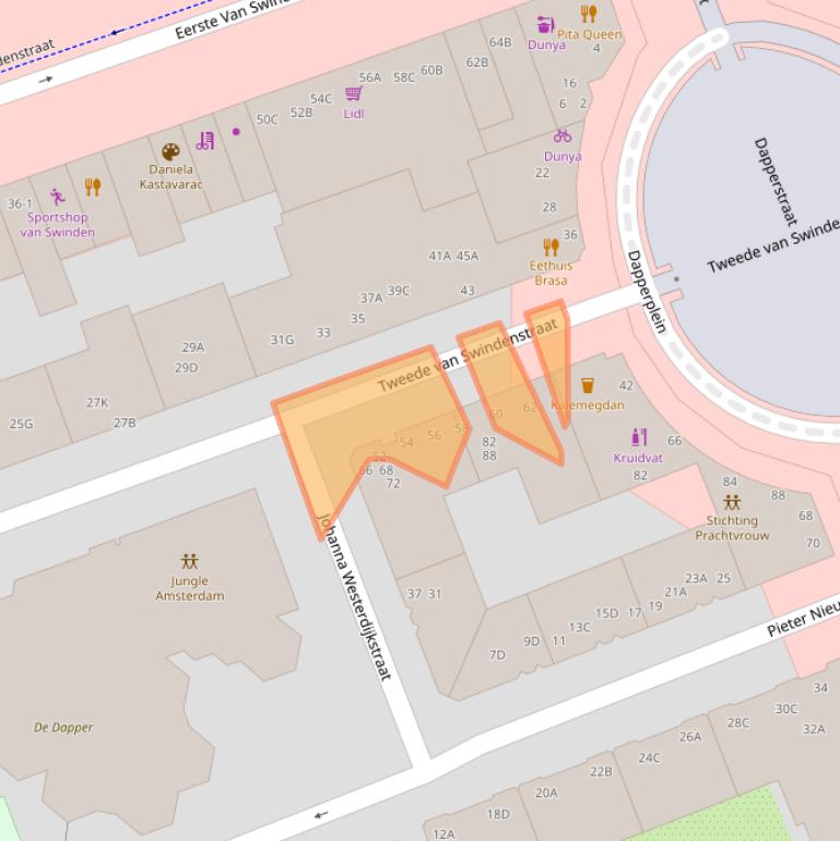 Kaart van postcodegebied 1093VV.