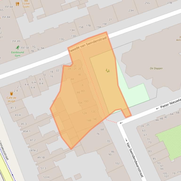 Kaart van postcodegebied 1093XD.