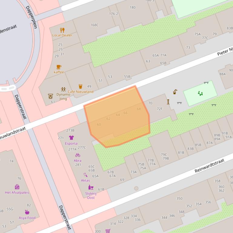 Kaart van postcodegebied 1093XV.