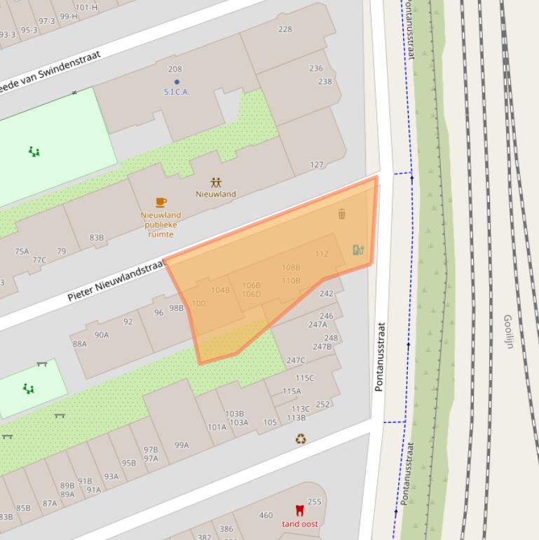 Kaart van postcodegebied 1093XZ.