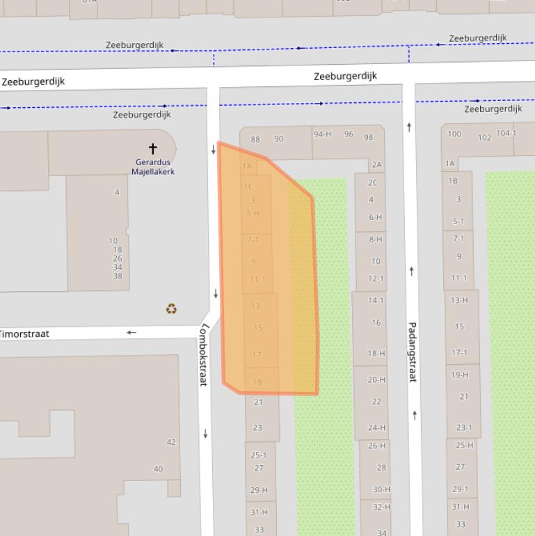 Kaart van postcodegebied 1094AK.