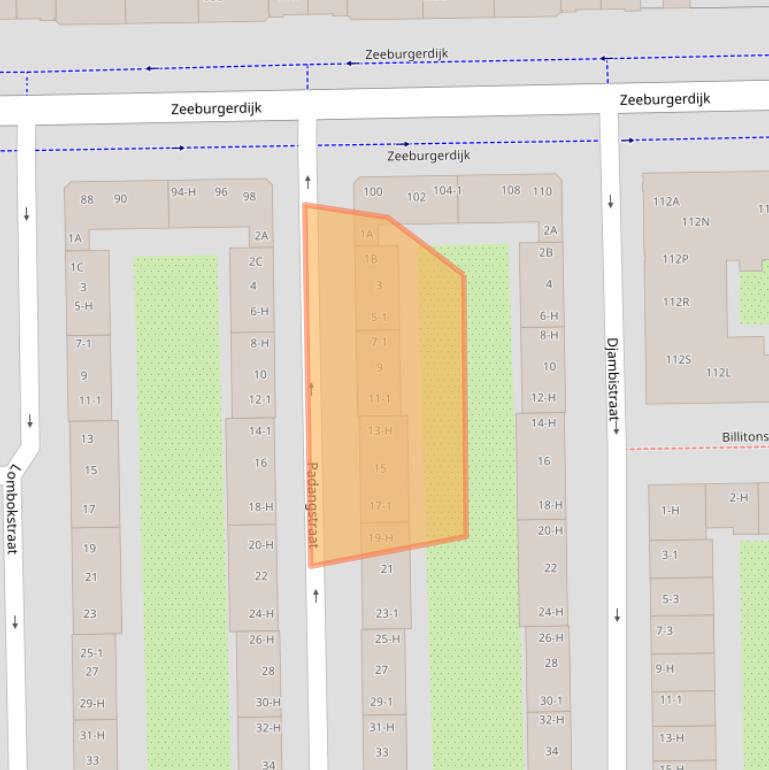 Kaart van postcodegebied 1094AM.
