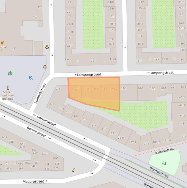 Kaart van postcodegebied 1094AT.