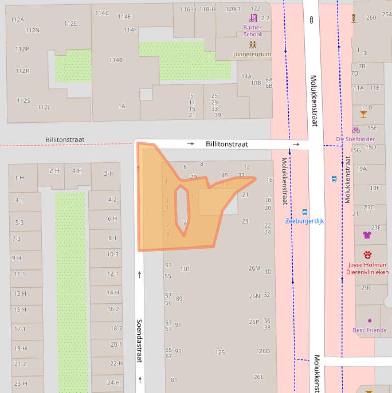 Kaart van postcodegebied 1094BD.