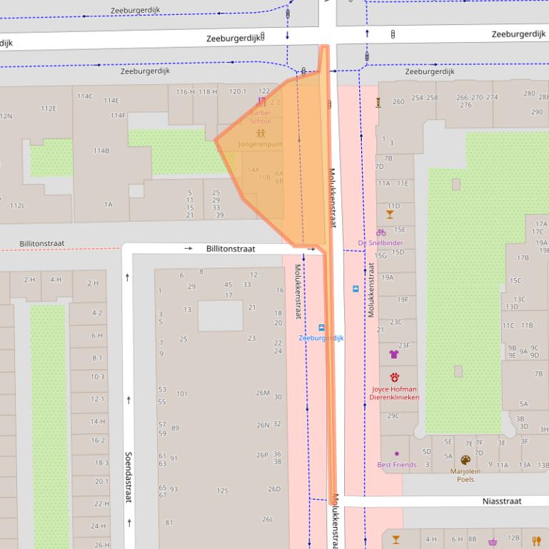 Kaart van postcodegebied 1094BJ.