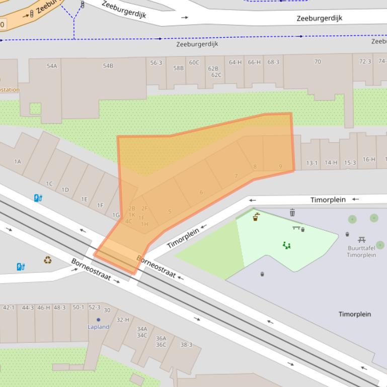 Kaart van postcodegebied 1094CB.
