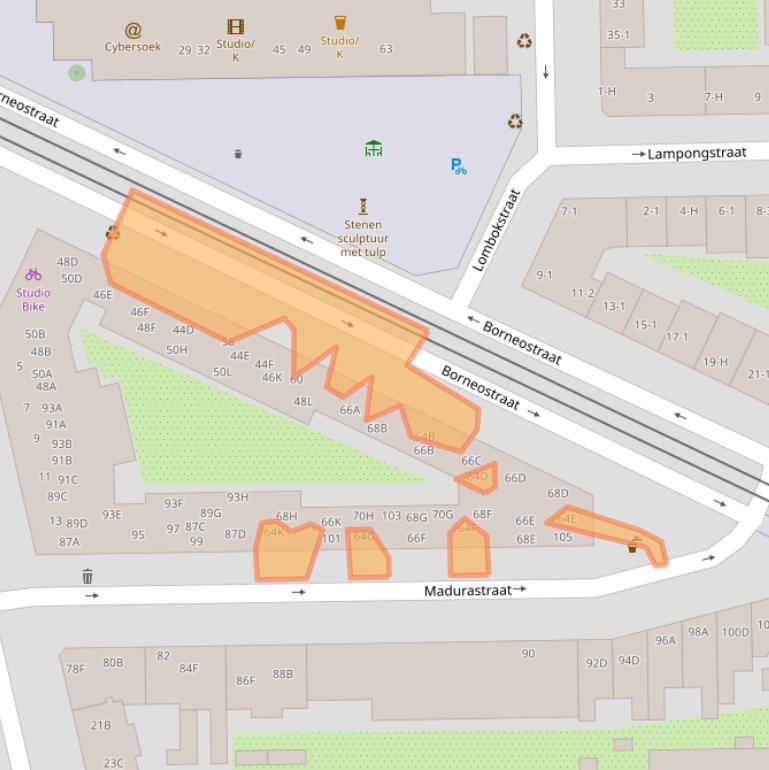 Kaart van postcodegebied 1094CM.