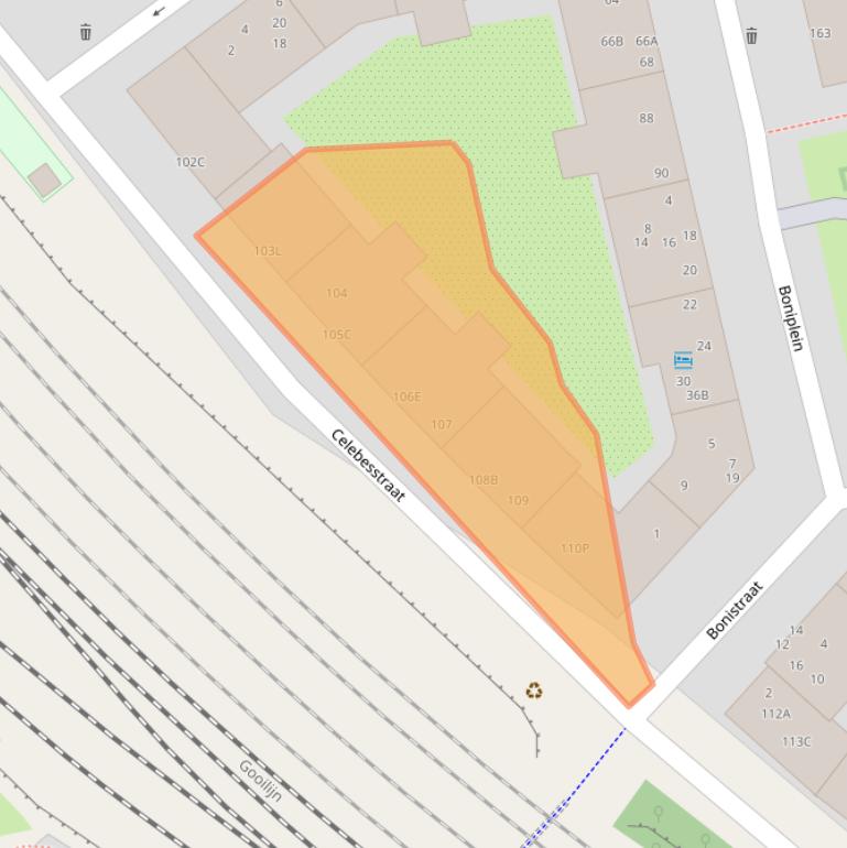 Kaart van postcodegebied 1094EX.
