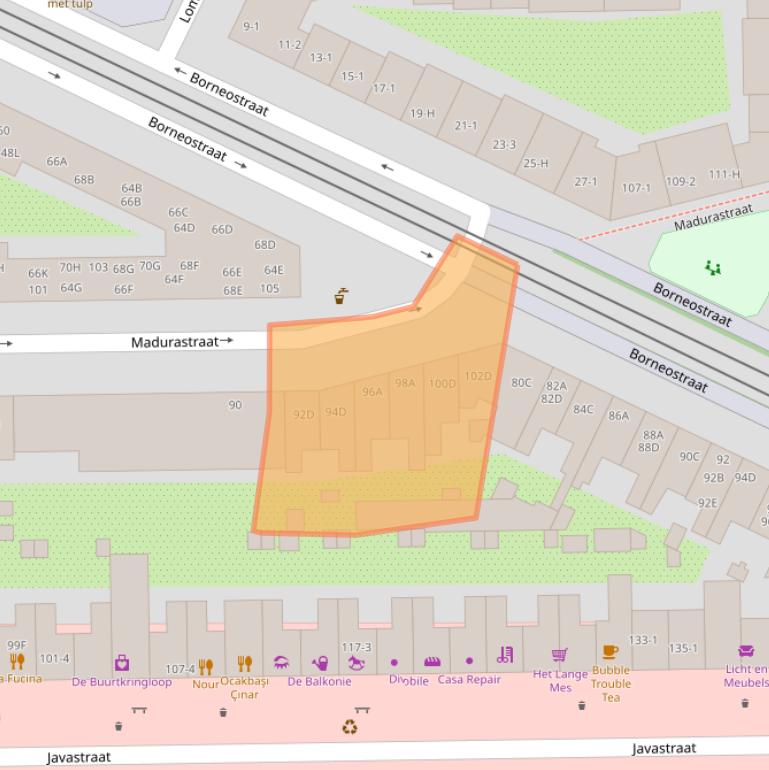 Kaart van postcodegebied 1094GT.