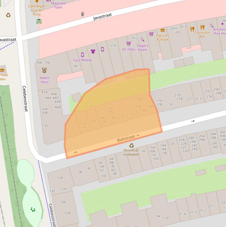 Kaart van postcodegebied 1094JA.