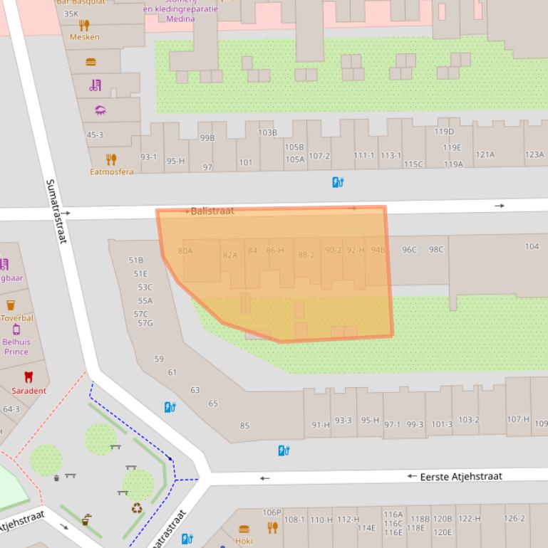 Kaart van postcodegebied 1094JS.