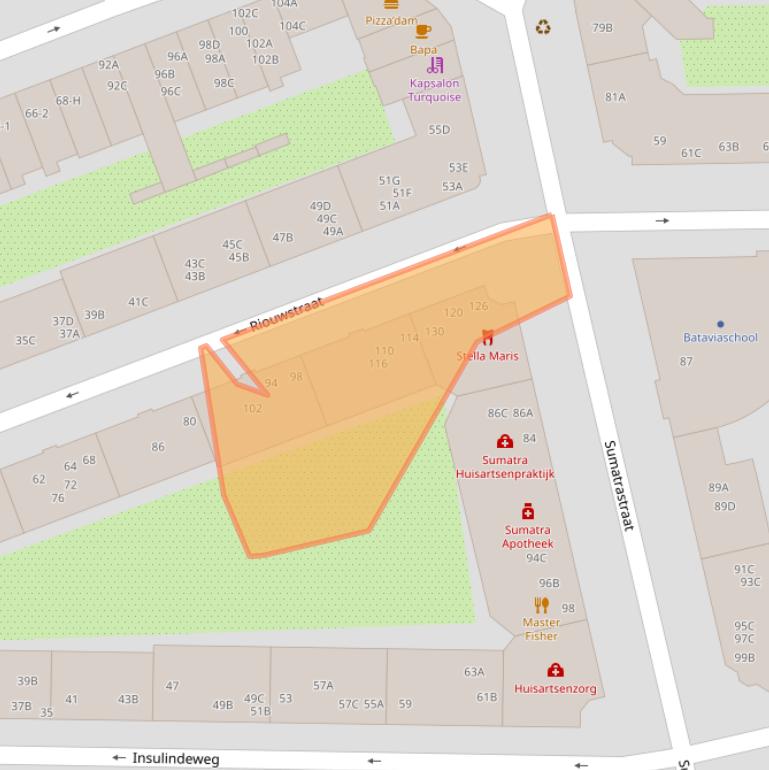 Kaart van postcodegebied 1094XZ.