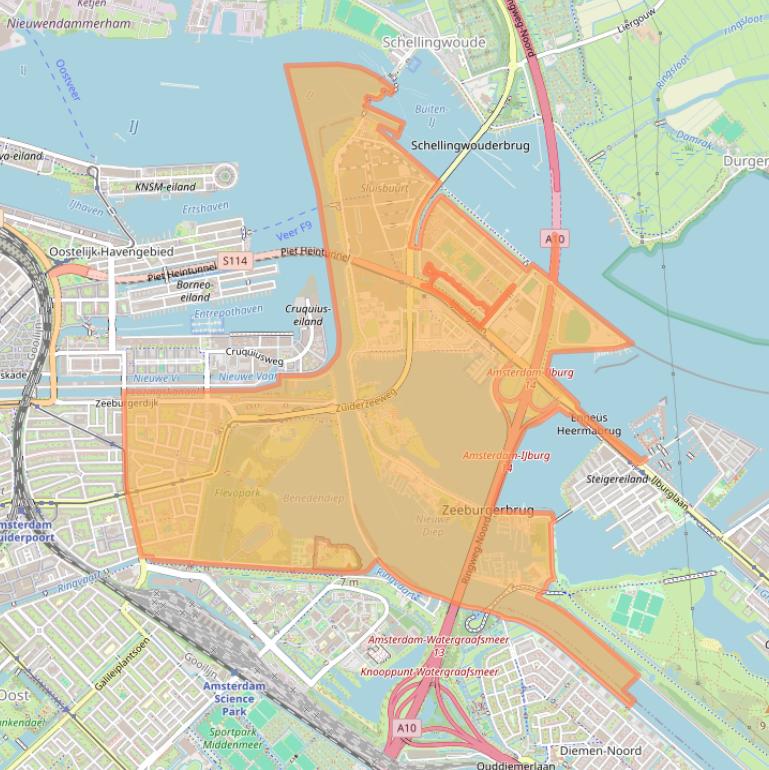 Kaart van postcodegebied 1095.