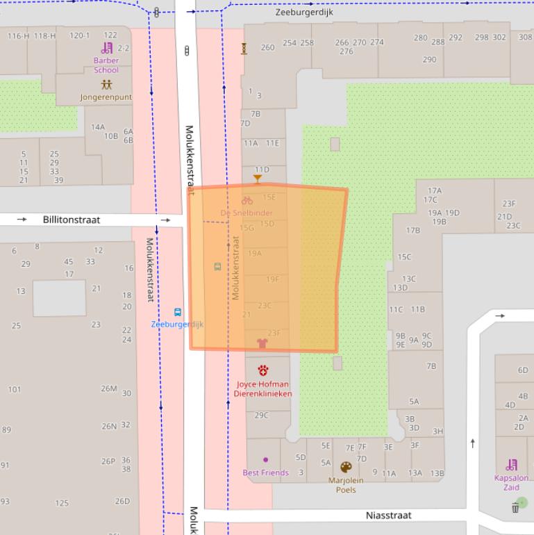 Kaart van postcodegebied 1095AR.
