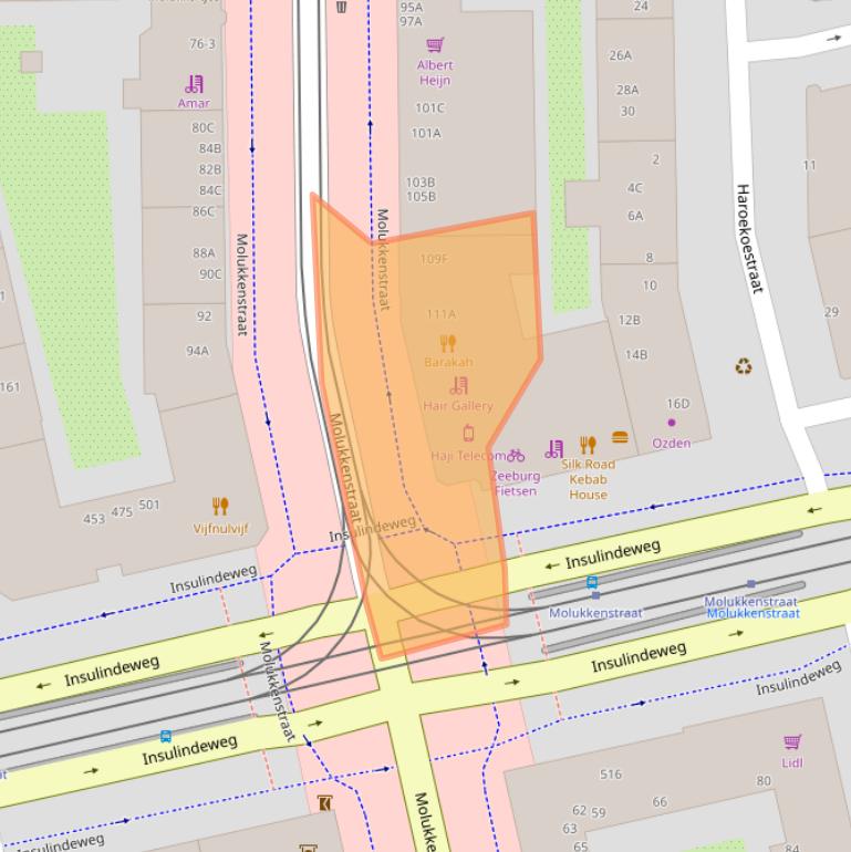 Kaart van postcodegebied 1095BA.