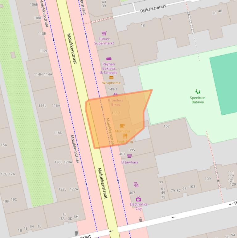 Kaart van postcodegebied 1095BD.