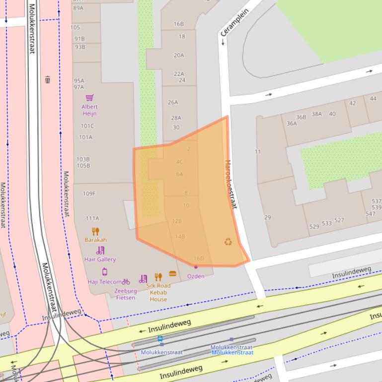 Kaart van postcodegebied 1095CB.