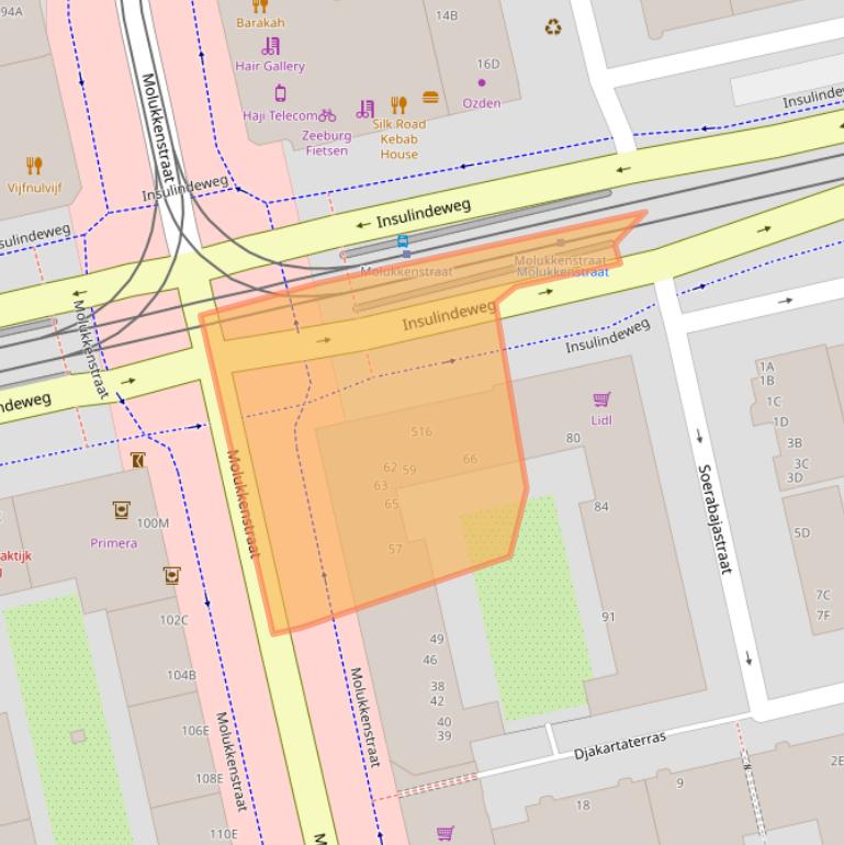 Kaart van postcodegebied 1095DC.