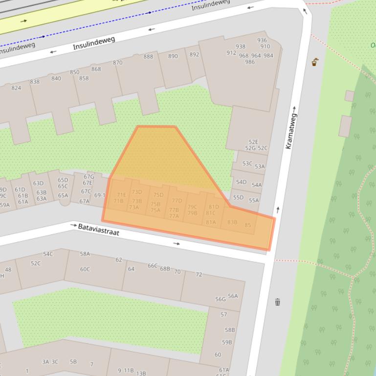 Kaart van postcodegebied 1095ER.