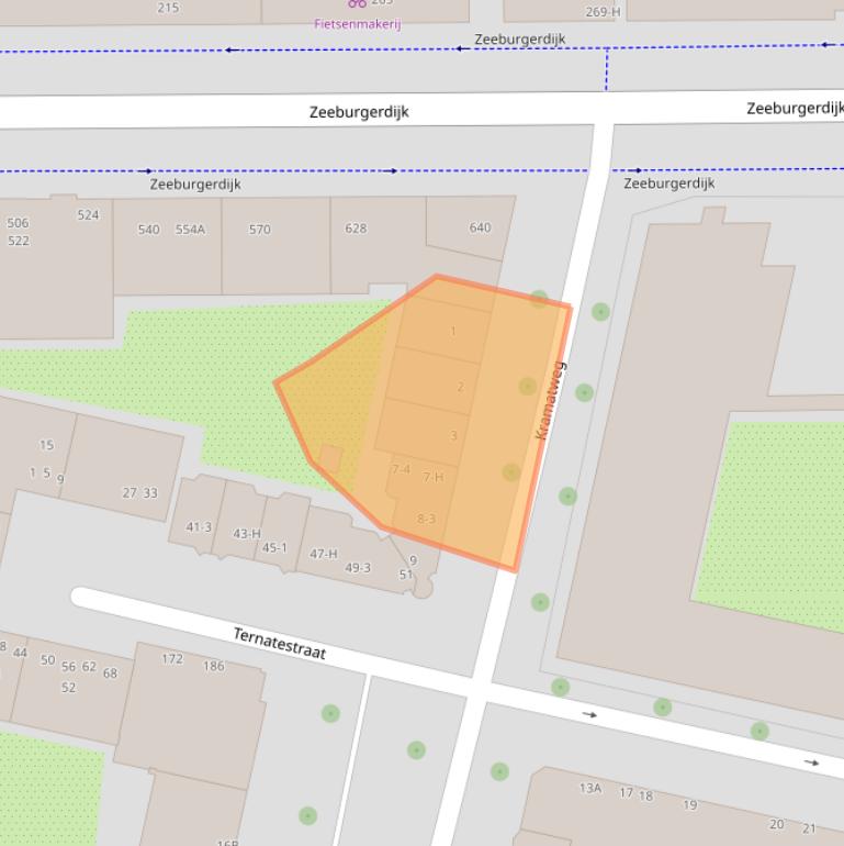 Kaart van postcodegebied 1095JM.