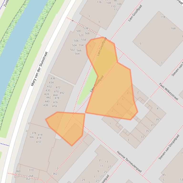 Kaart van postcodegebied 1095MT.