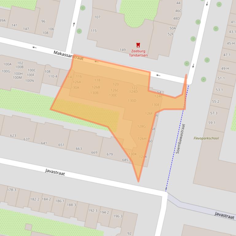 Kaart van postcodegebied 1095TE.