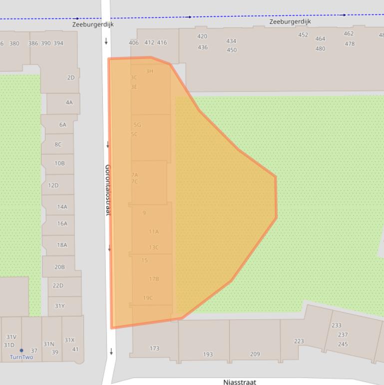Kaart van postcodegebied 1095TL.