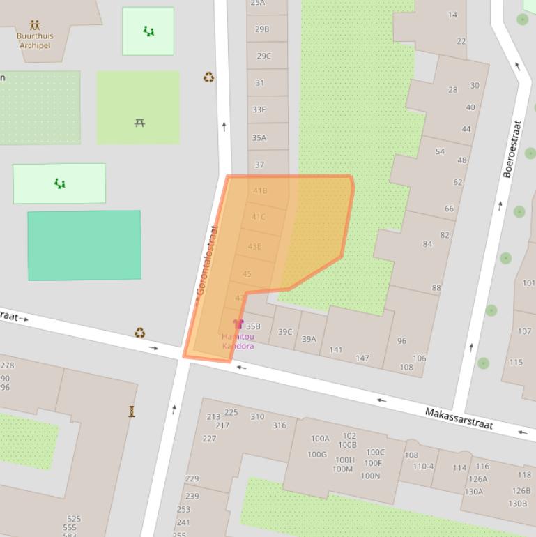 Kaart van postcodegebied 1095TN.