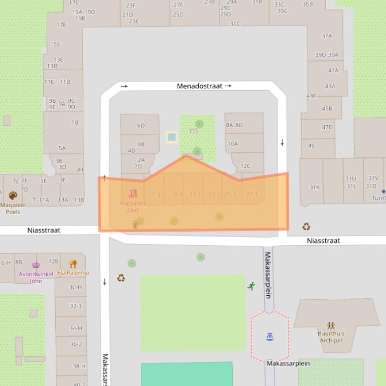 Kaart van postcodegebied 1095TT.