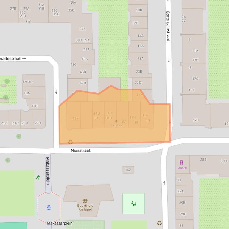 Kaart van postcodegebied 1095TV.