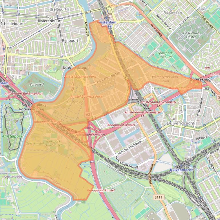 Kaart van postcodegebied 1096.