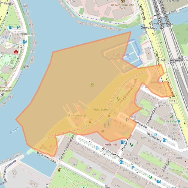 Kaart van postcodegebied 1096AC.