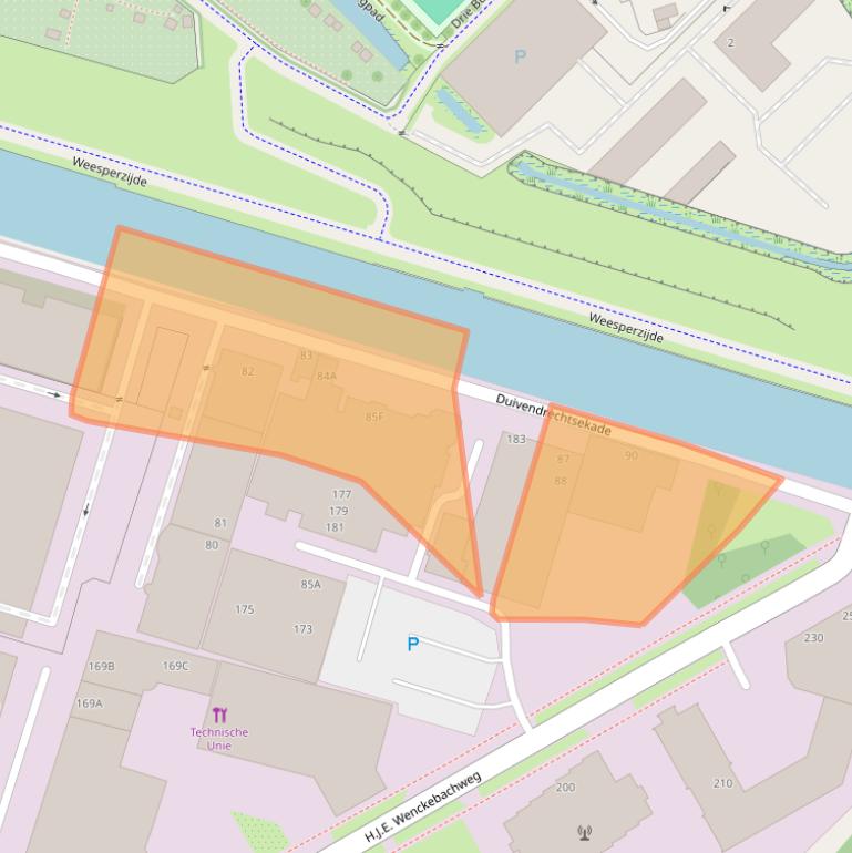 Kaart van postcodegebied 1096AJ.