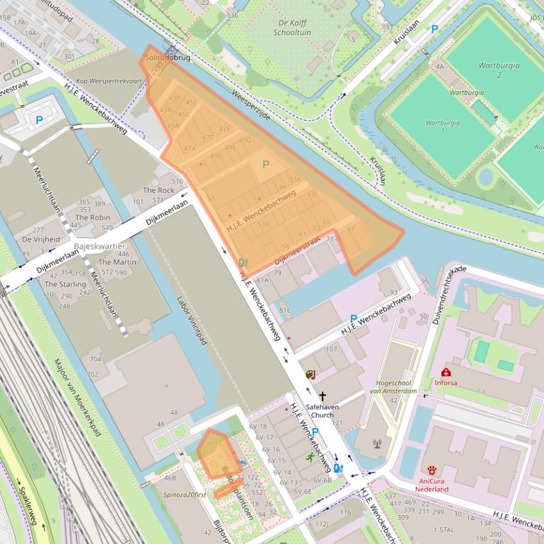 Kaart van postcodegebied 1096AK.