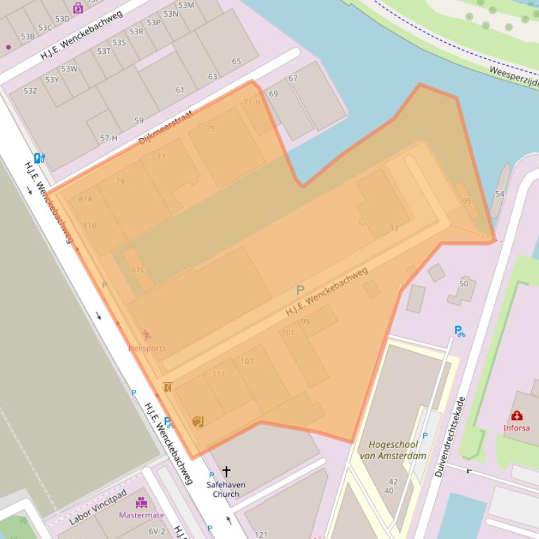 Kaart van postcodegebied 1096AL.