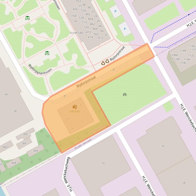 Kaart van postcodegebied 1096AP.