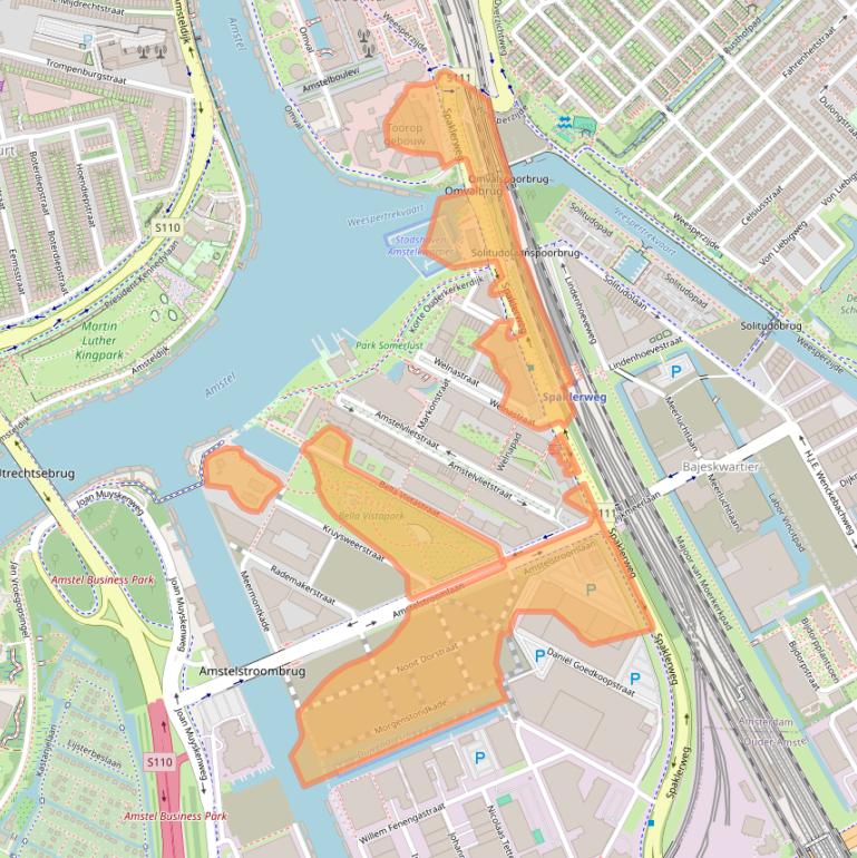 Kaart van postcodegebied 1096BA.