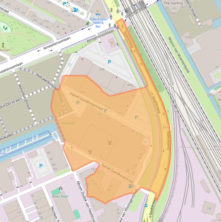 Kaart van postcodegebied 1096BD.