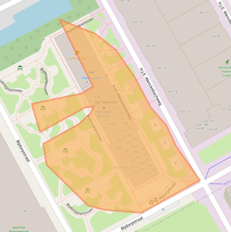 Kaart van postcodegebied 1096DC.