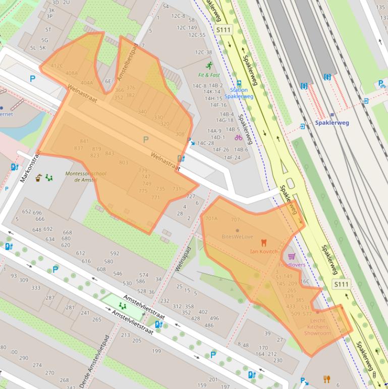 Kaart van postcodegebied 1096GJ.